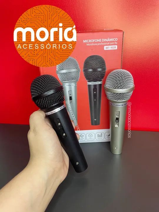 Microfones Duplo Profissional Mt-1028 Dinâmico P10 Cor Preto e cinza - Foto 3
