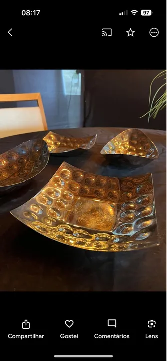 Jogo de 4 Peças de Mesa Prateada