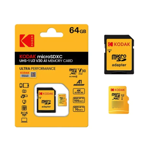 CARTÃO DE MEMORIA 64 GB SD 100MBPS 4K V30 CLASSE 10 KODAK