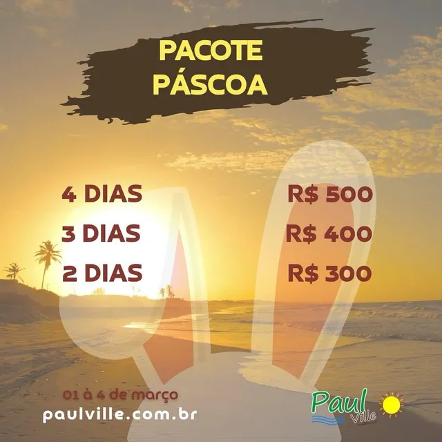 Aproveite preço Páscoa na praia