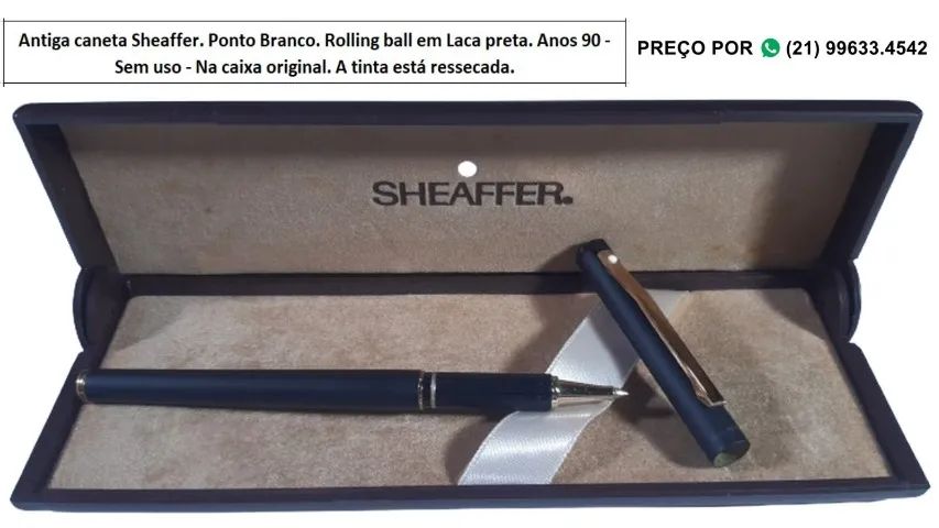 Antiga caneta Sheaffer. Ponto Branco. Rolling ball em Laca preta. Anos 90 - Sem uso - Na c - Foto 2