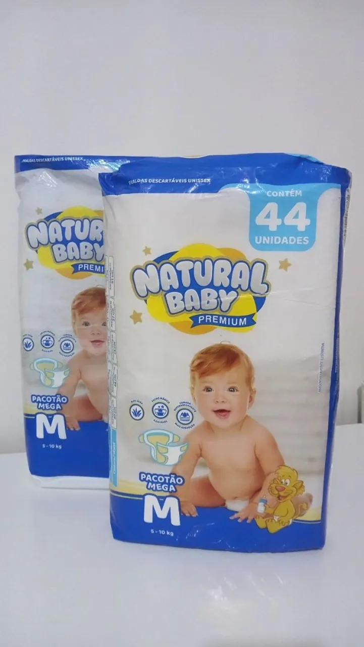 Fraldas descartáveis Natural Baby Premium - Pacote com 44 unidades