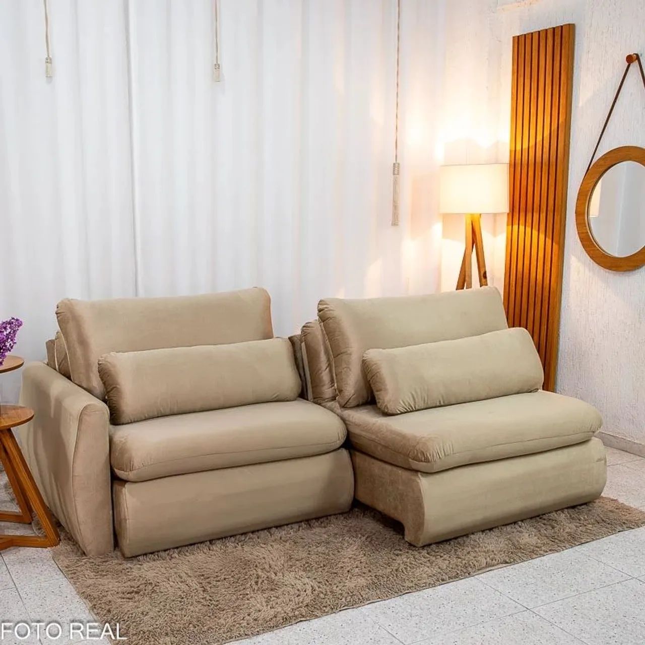 Sofá Retrátil Premium 2.30m Veludo Bege - Sem Caixa Produto Novo - Foto 2