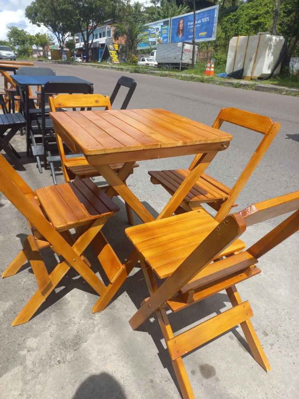 Conjunto de mesa e cadeiras dobráveis para comércio - Foto 5