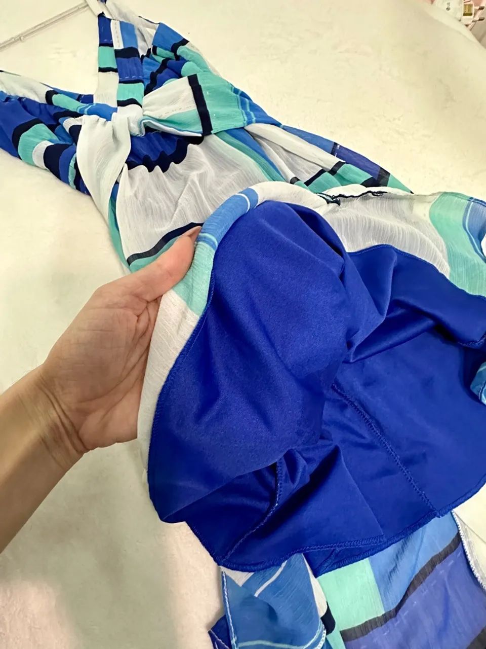 Vestido Aquamar Azul e Branco  - Foto 2