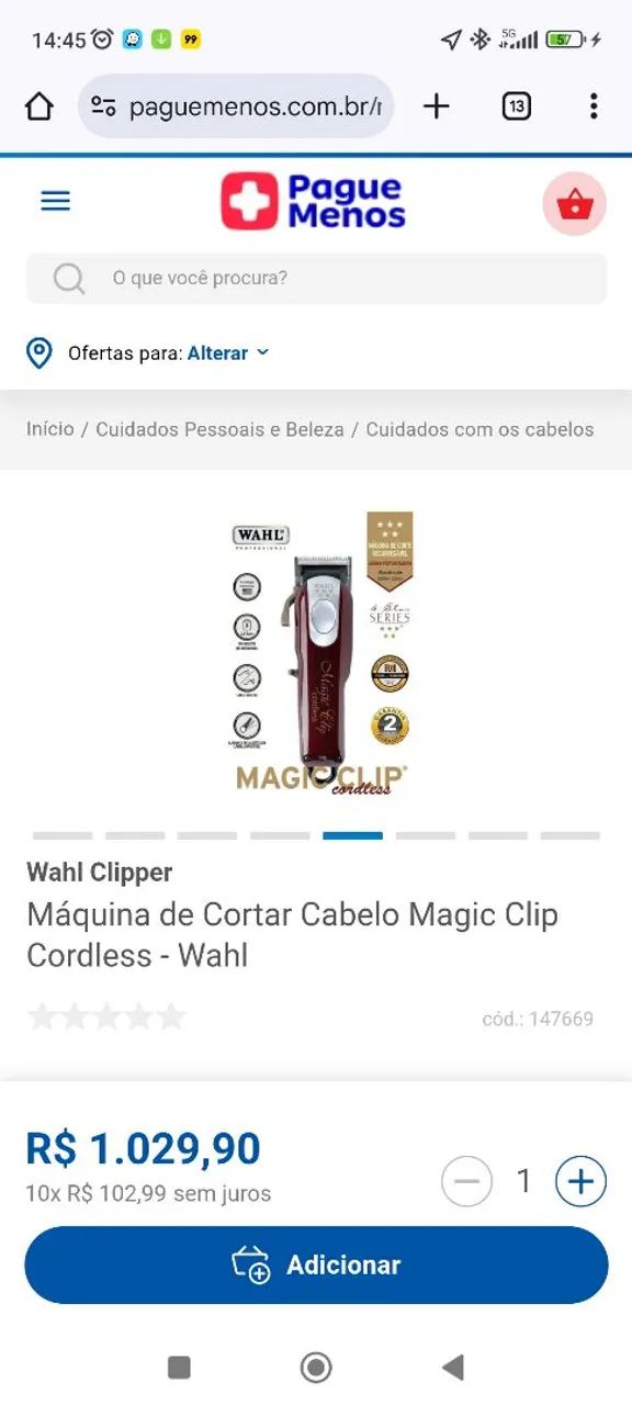 Máquina de Cortar Cabelo Wahl Magic Clip Cordless - Foto 2