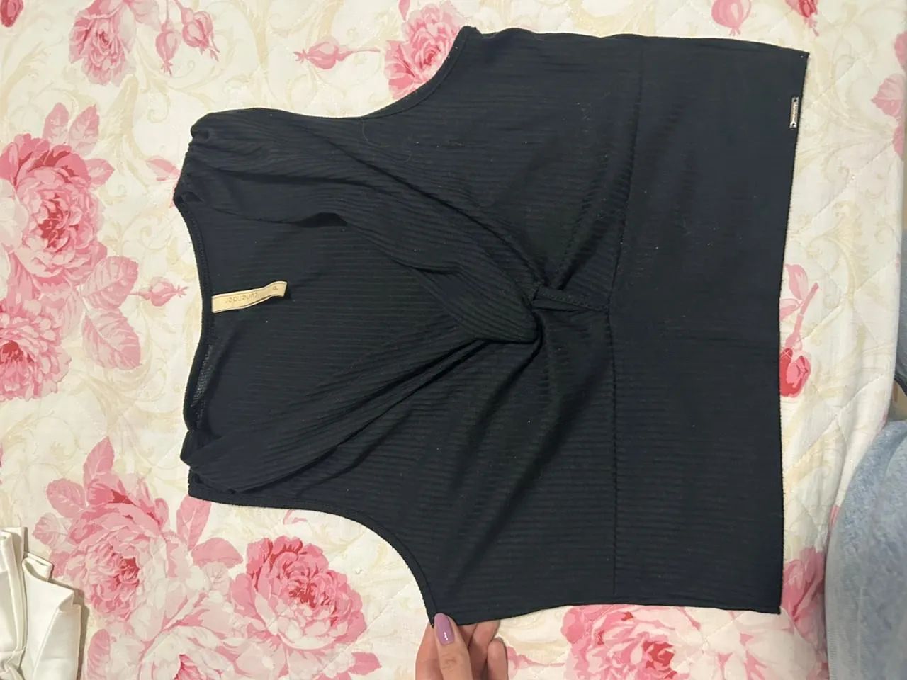 Blusa Cropped Preta da Polo Wear