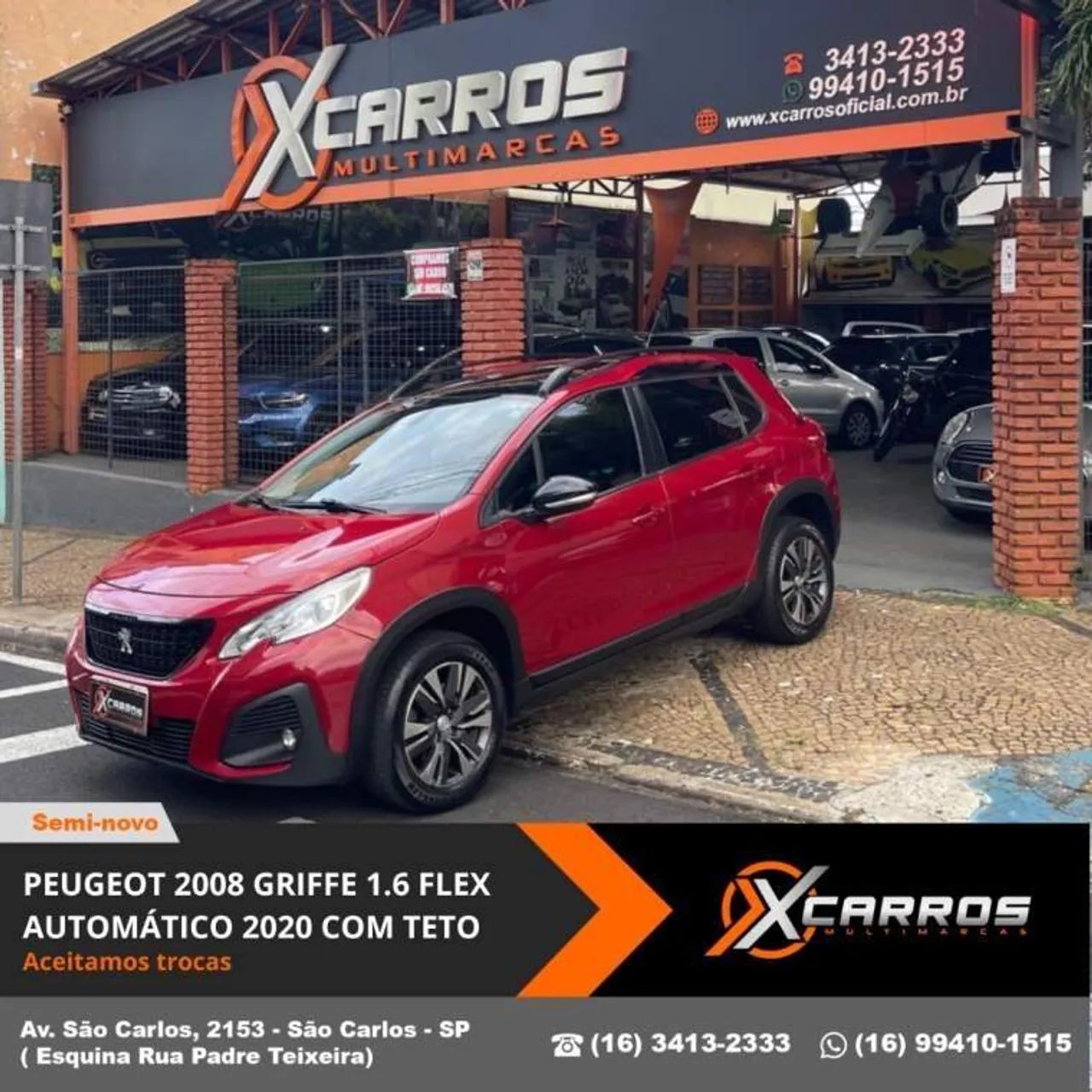 PEUGEOT 2008 GRIFFE 1.6 FLEX AUTOMÁTICO TETO SOLAR 2020