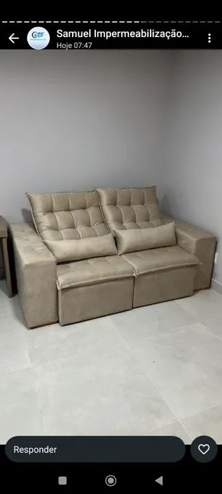 Sofá Retrátil 3 Lugares Bege