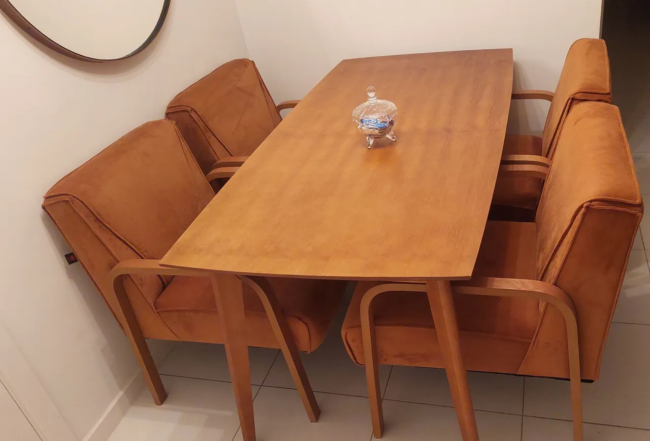 Mesa cadeiras jantar - madeira maciça novo top