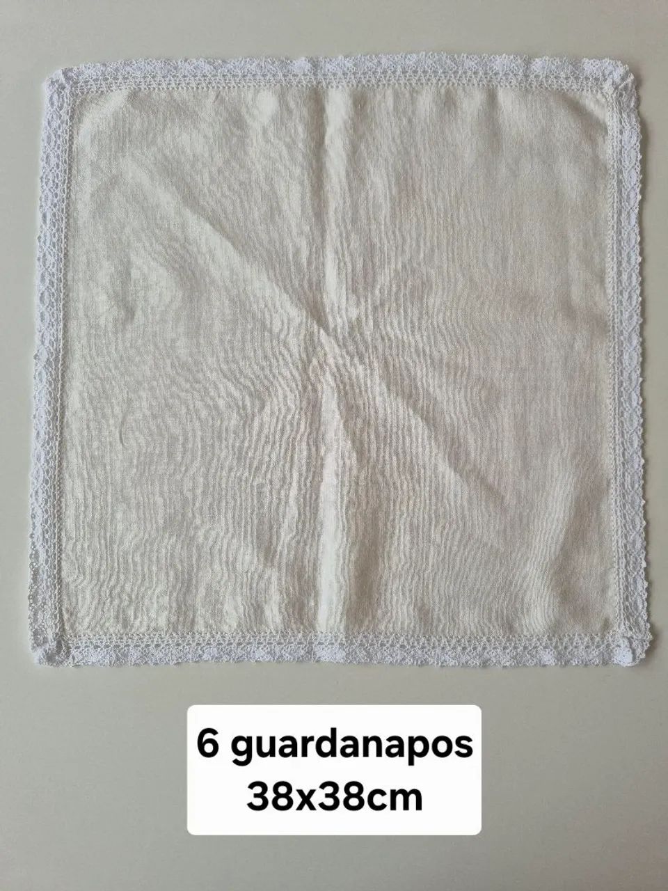 Jogo 6 lugares de linho pontos caseados - Foto 3