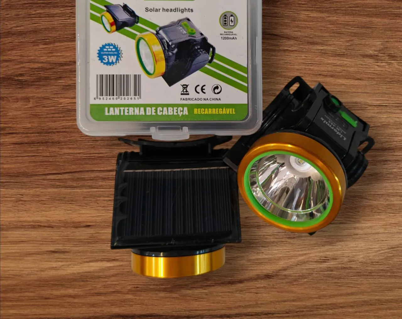 Lanterna de Cabeça Recarregável Solar 3W - Acampamento