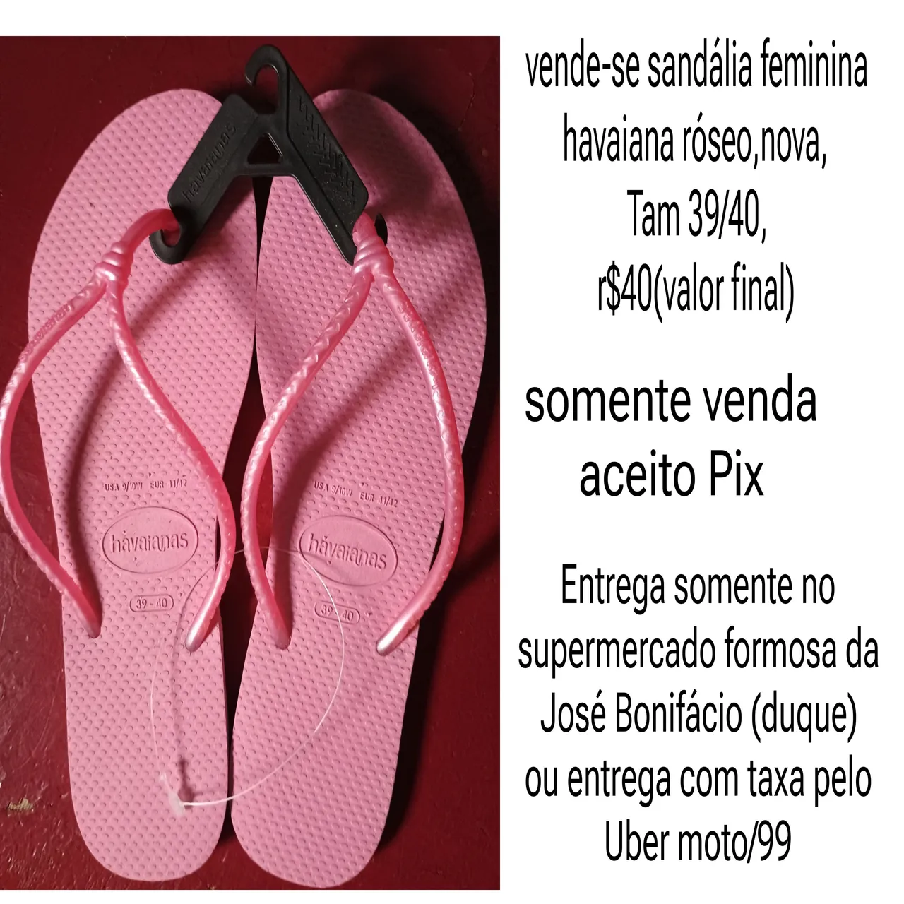 Sandália Havaianas Feminina Rosa - Tam 39/40 nova r$40