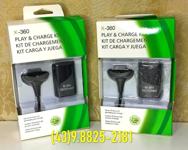 Bateria Recarregável + Carregador USB para Xbox 360 - Chega de Pilhas
