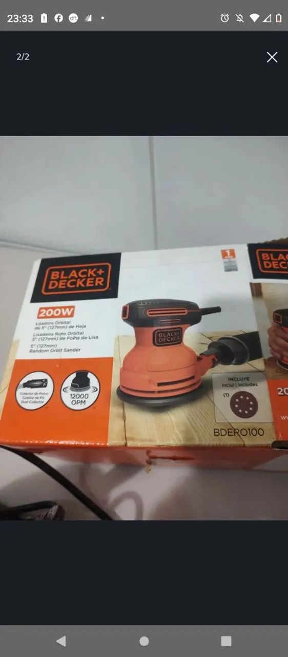 Lixadeira Roto Orbital Black+Decker 200W