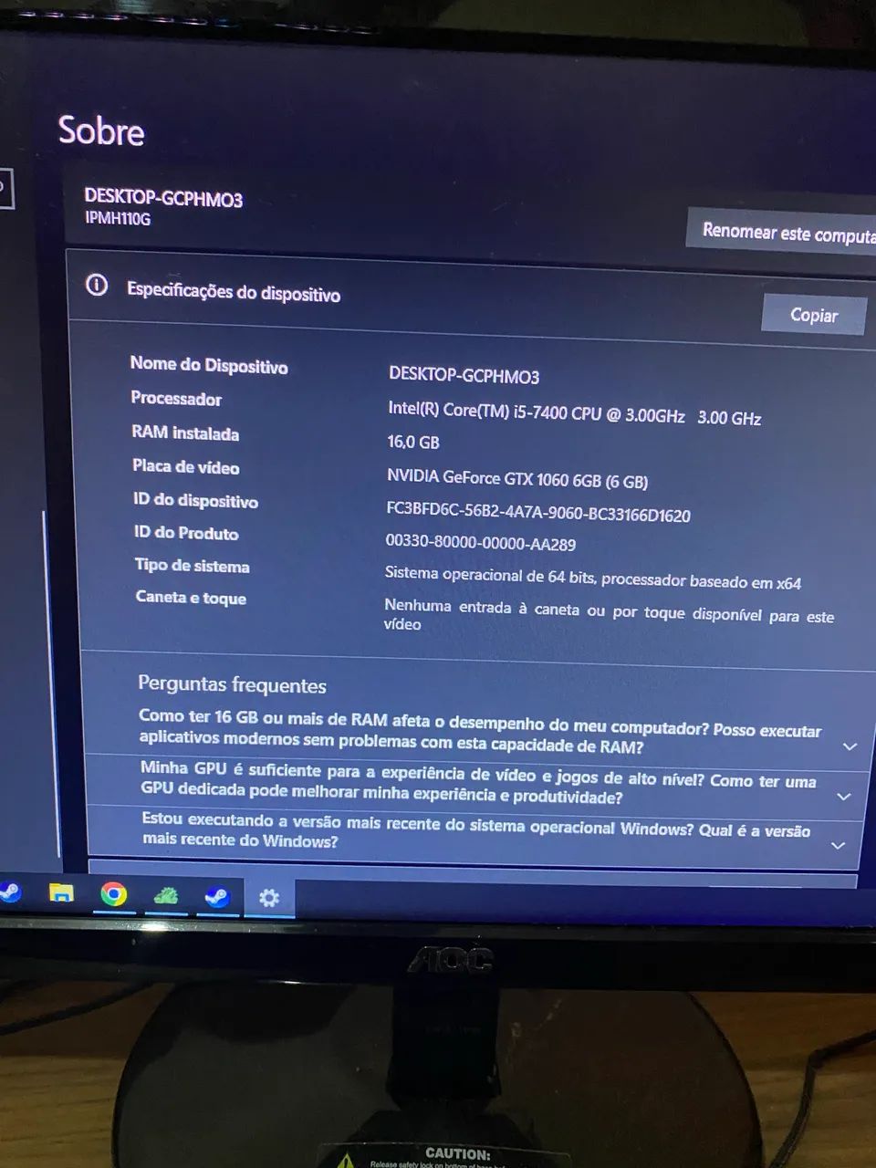 Cpu Pc Gamer Gtx 1060 6gb Intel I5 8geração 1tb 16gb | Brasil