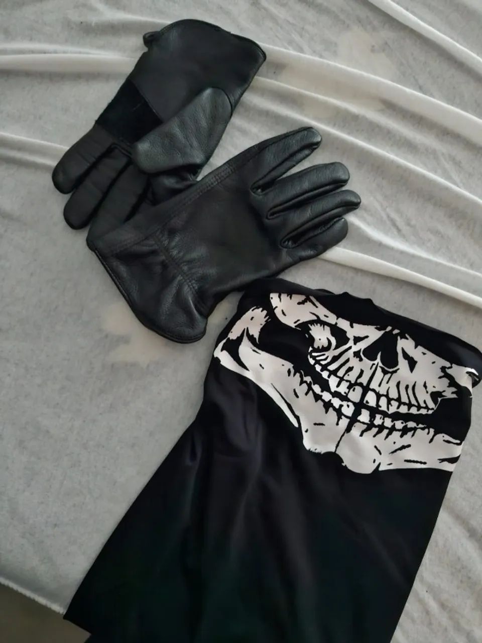 Kit Motociclista - Luvas Pretas + Balaclava Caveira - Foto 3