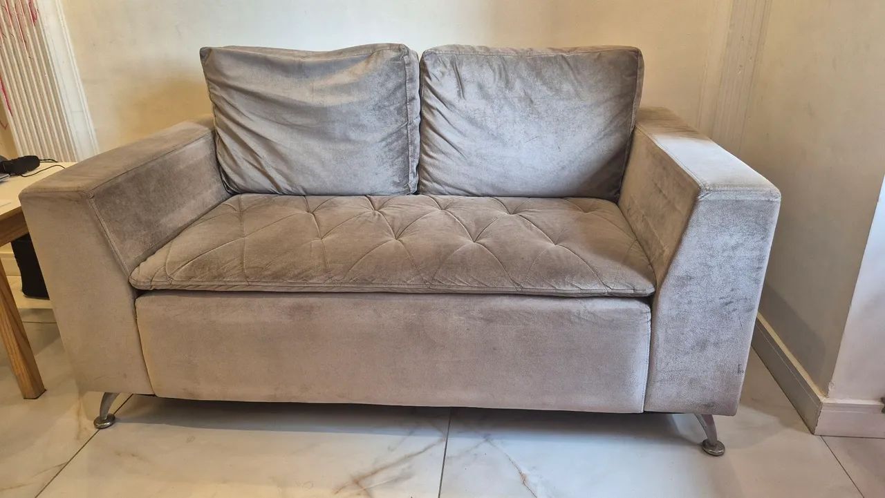Sofá 2 Lugares Luciana Móveis - Suede Cinza  - Foto 5