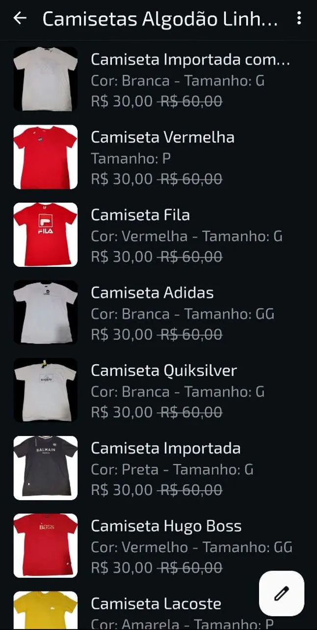 Roupas masculinas 