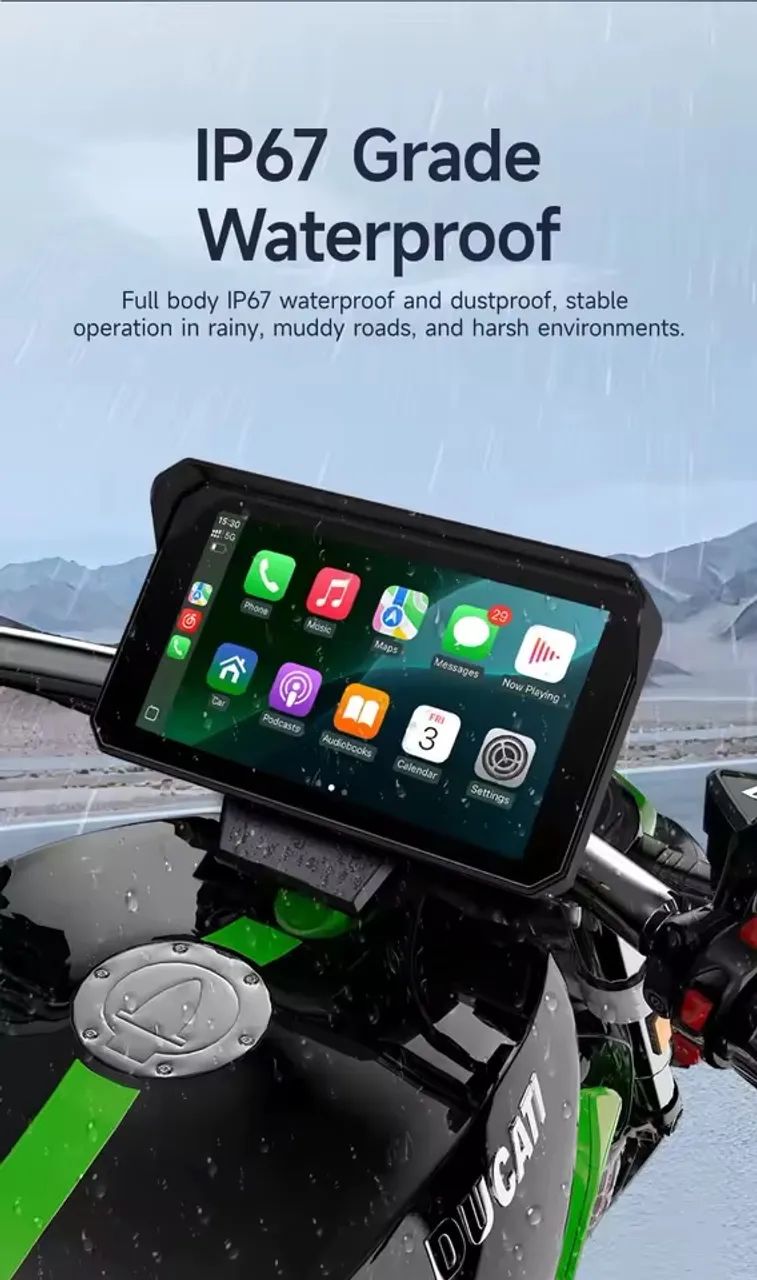 Multimídia para moto 5 polegadas a prova d?água com CarPlay e Android auto - Foto 3