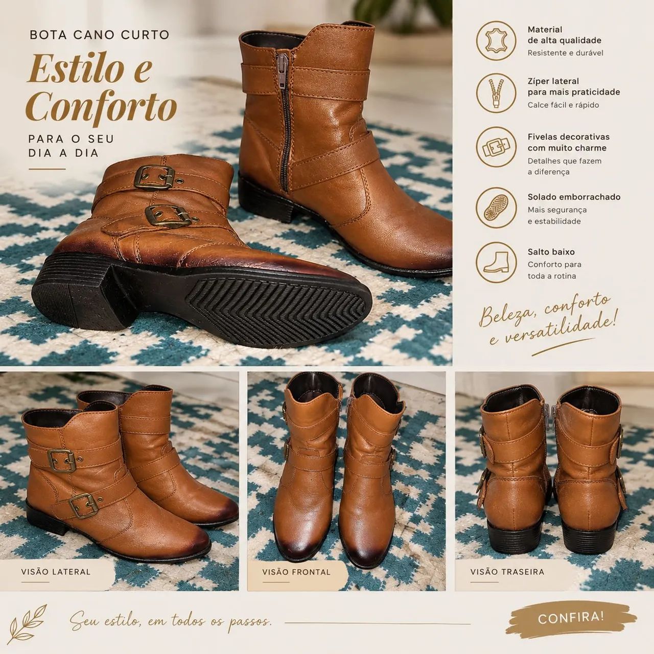 Bela bota de couro - Foto 3