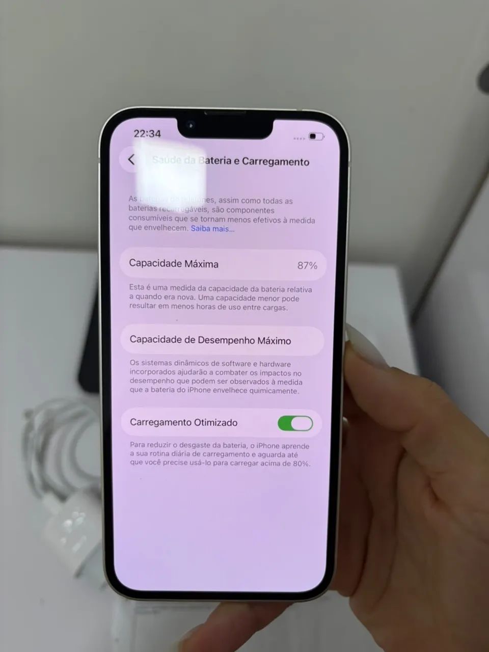 iPhone 13 Branco com NOTA! Bateria em 87%? - Foto 2