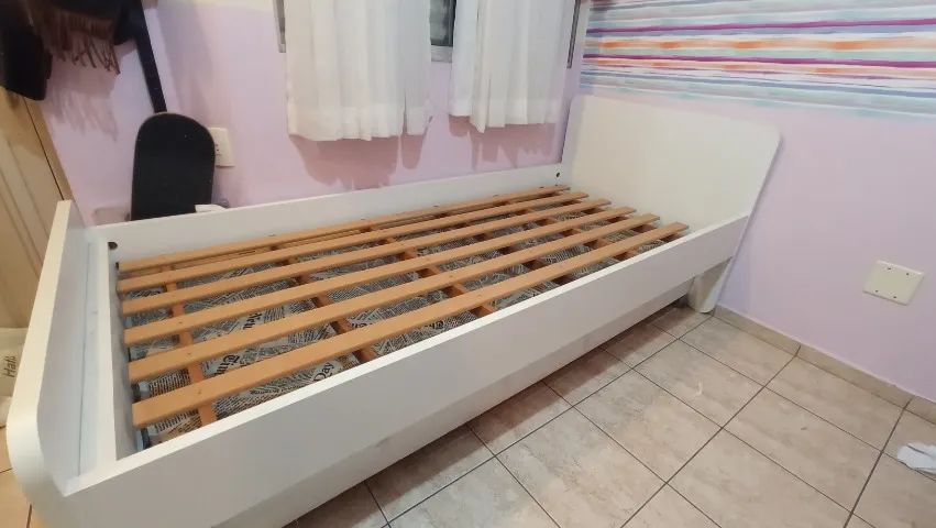 Cama De Solteiro Com Bicama E Colchões (Usado)Cama excelente, super resistente de Móveis P - Foto 3