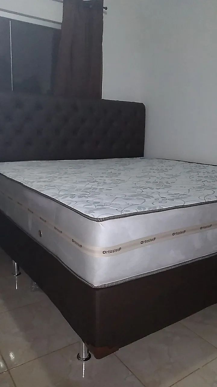 Cama super king com colchão firme resistente a peso 