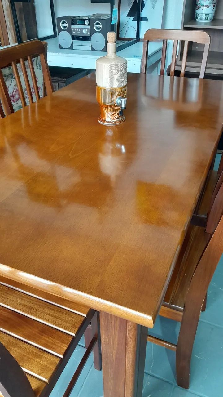 Mesa Madeira 1,60 X 85  com 6 cadeiras  - Foto 3