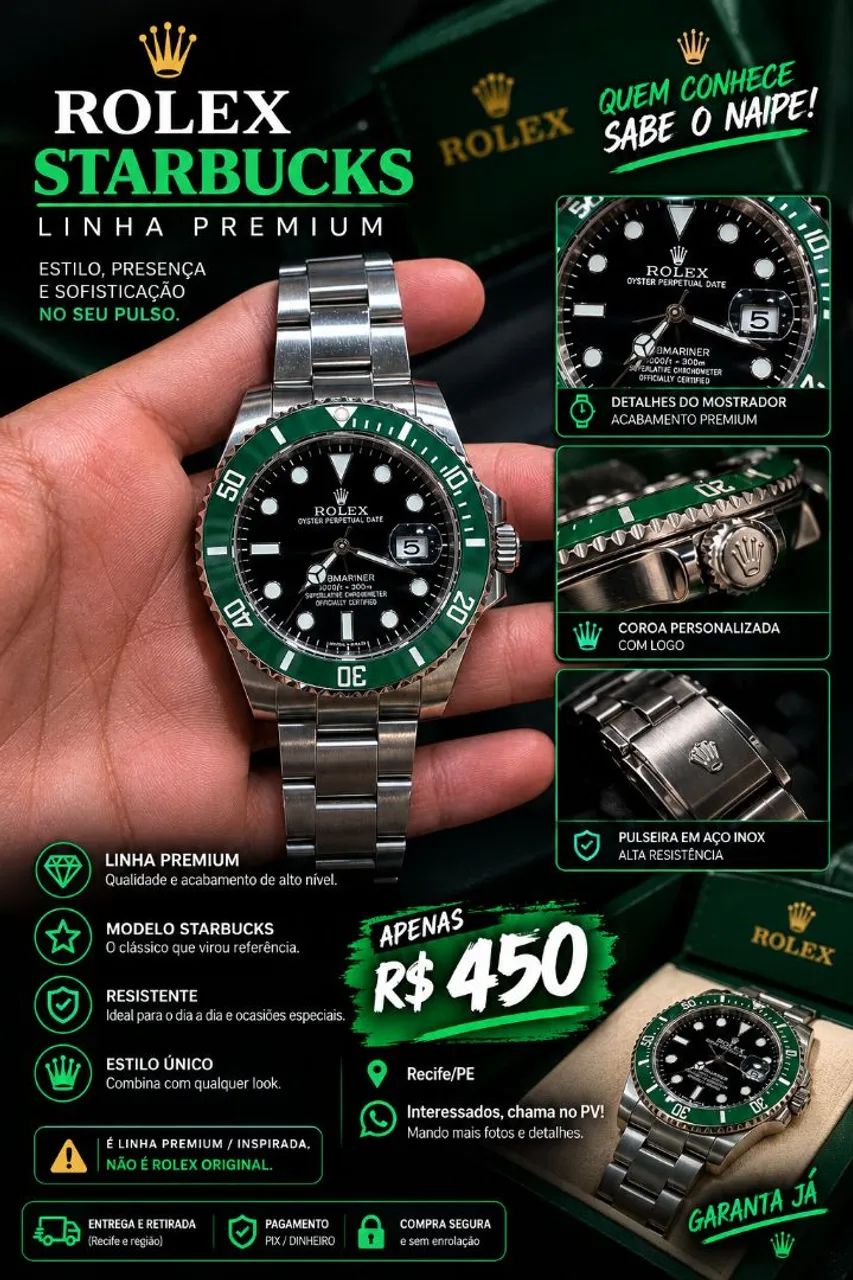 R0lex linha premium modelo starbucks 100% automático ? - Foto 2