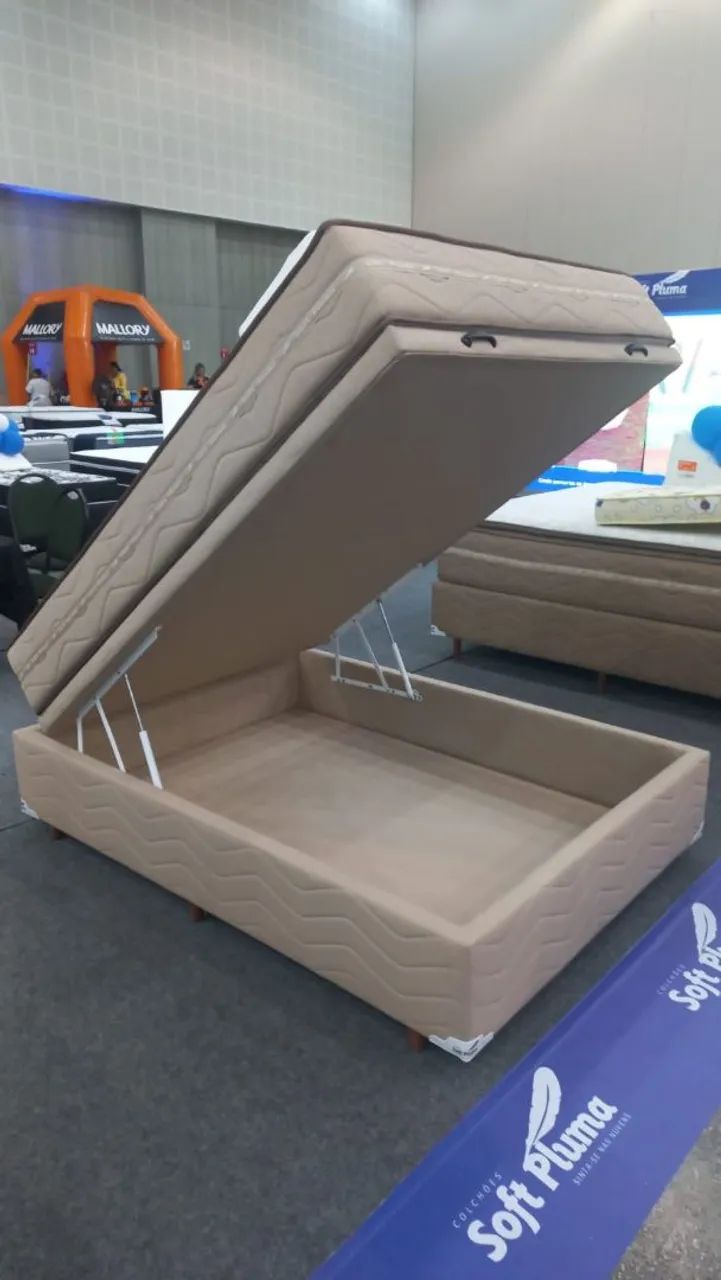CAMA CASAL BOX BAÚ SOFT PLUMA FRETE GRÁTIS E ENTREGA IMEDIATA! - Foto 2