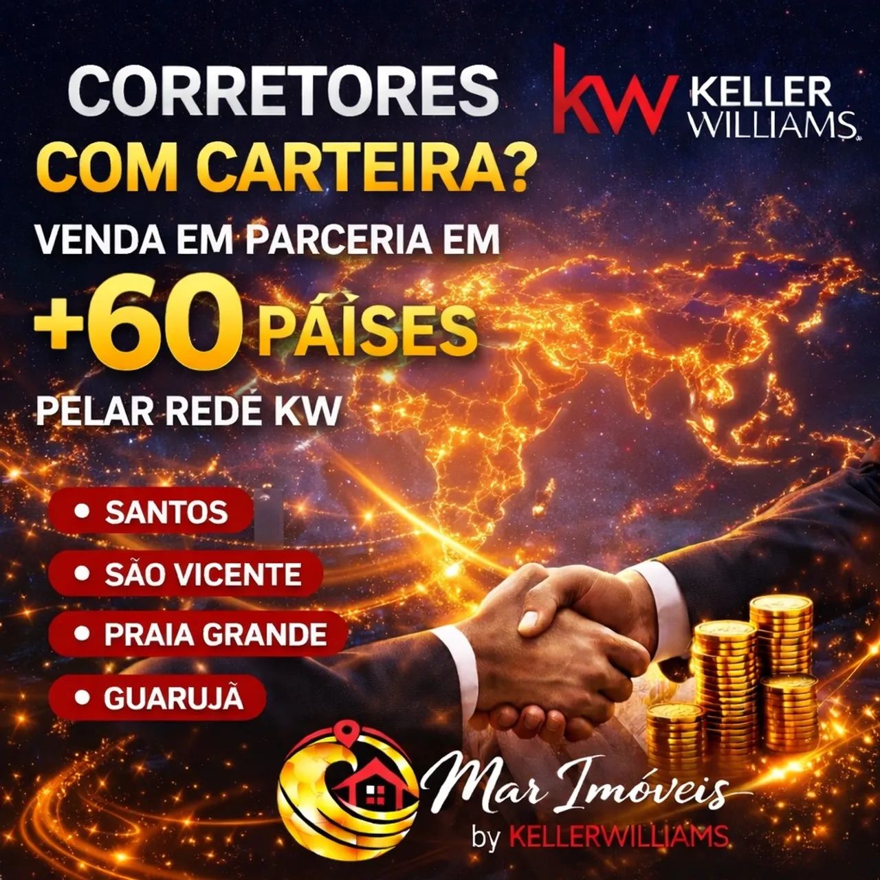 Venda em Parceria em +60 Países - Rede Keller Williams