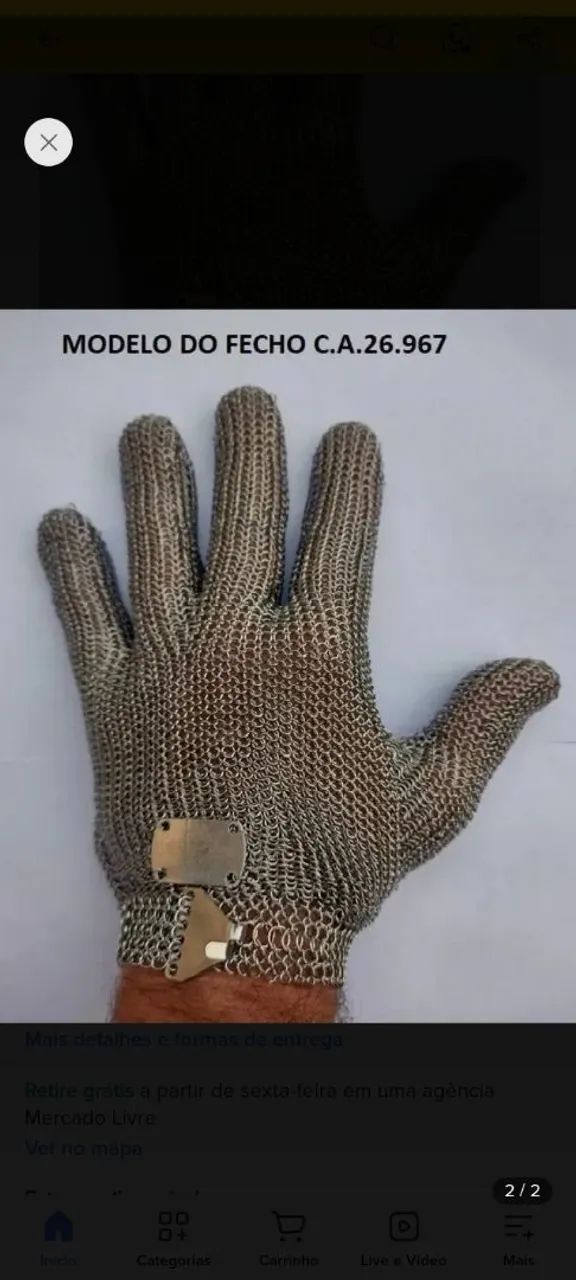 Luva aço inox para açougue/ frigorífico  - Foto 2