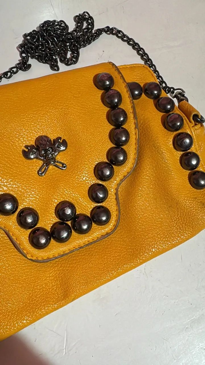 Bolsa Pequena Laranja com Corrente e Detalhe de Caveira - Foto 2