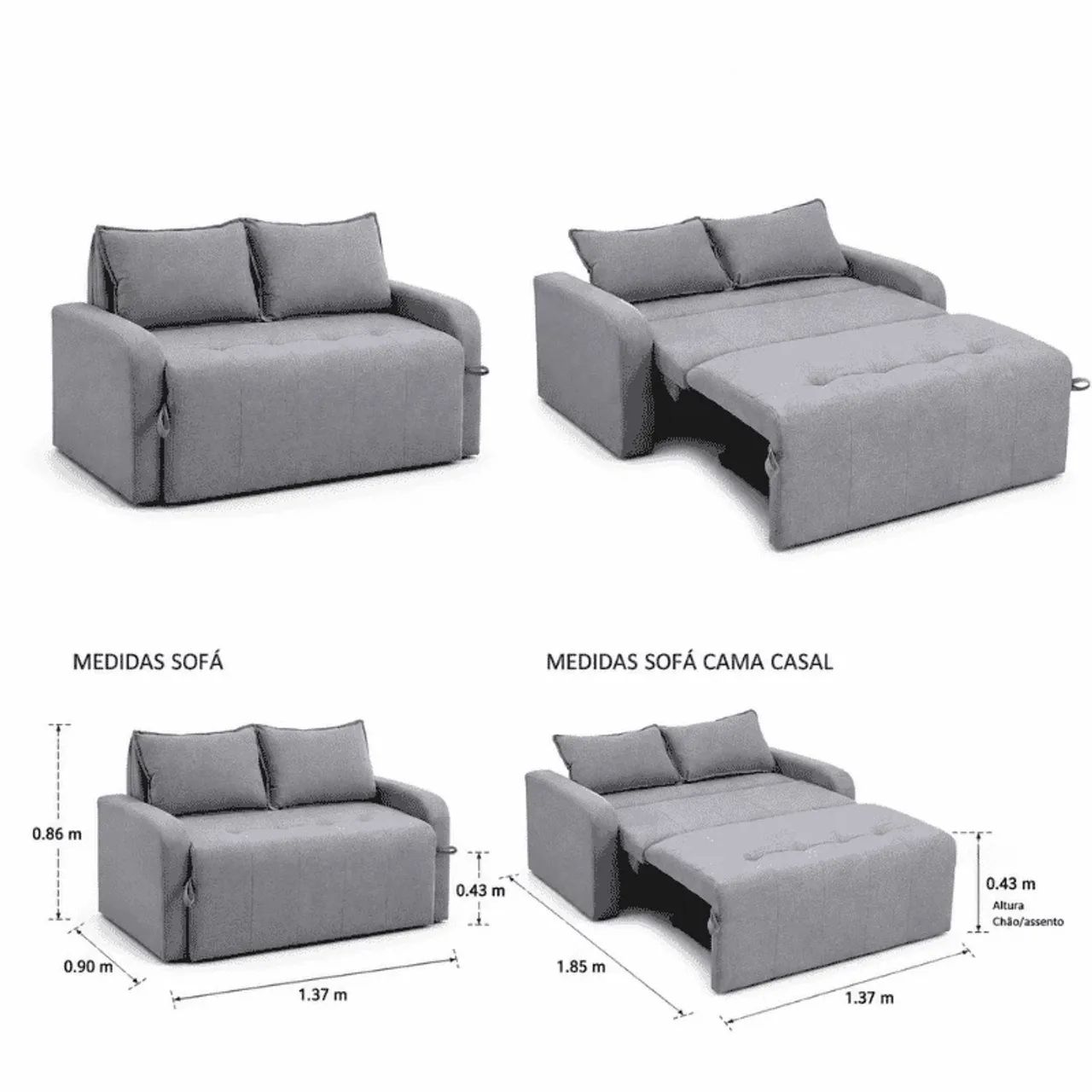 Sofá Cama Amora New Larg. 1.37m Linho Cinza Entrega Rápida - Foto 5