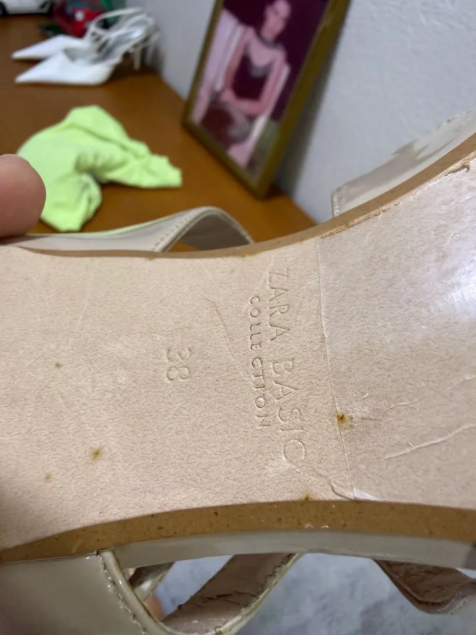 Sandália Zara Basic Nude Salto Alto  - Foto 4