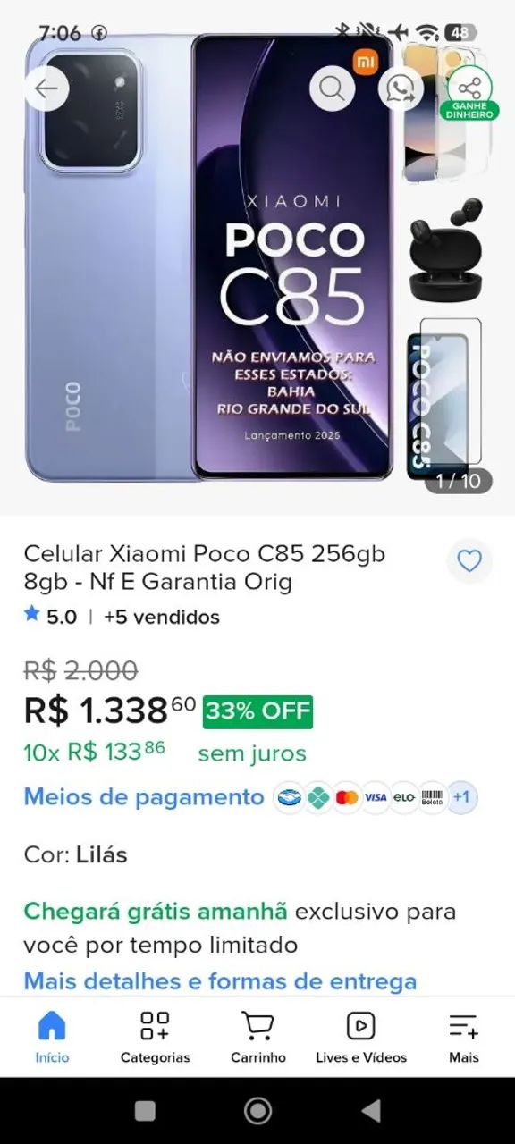 Poco c85 256gb 16 de ram NFC impecável  - Foto 2
