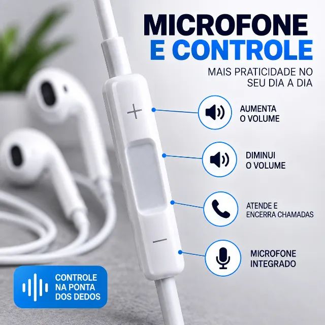 Fone de Ouvido P2 com Microfone + Controle e Estojo - Foto 3