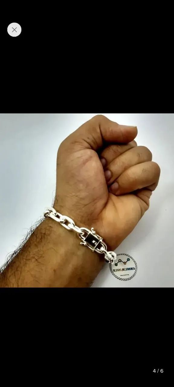 Pulseira maciça em prata 925 - Foto 4