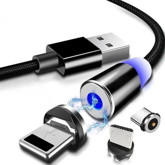 Cabo Magnético - Carregamento 3 Em 1 (Micro Usb, Type C, iPhone) - Foto 3