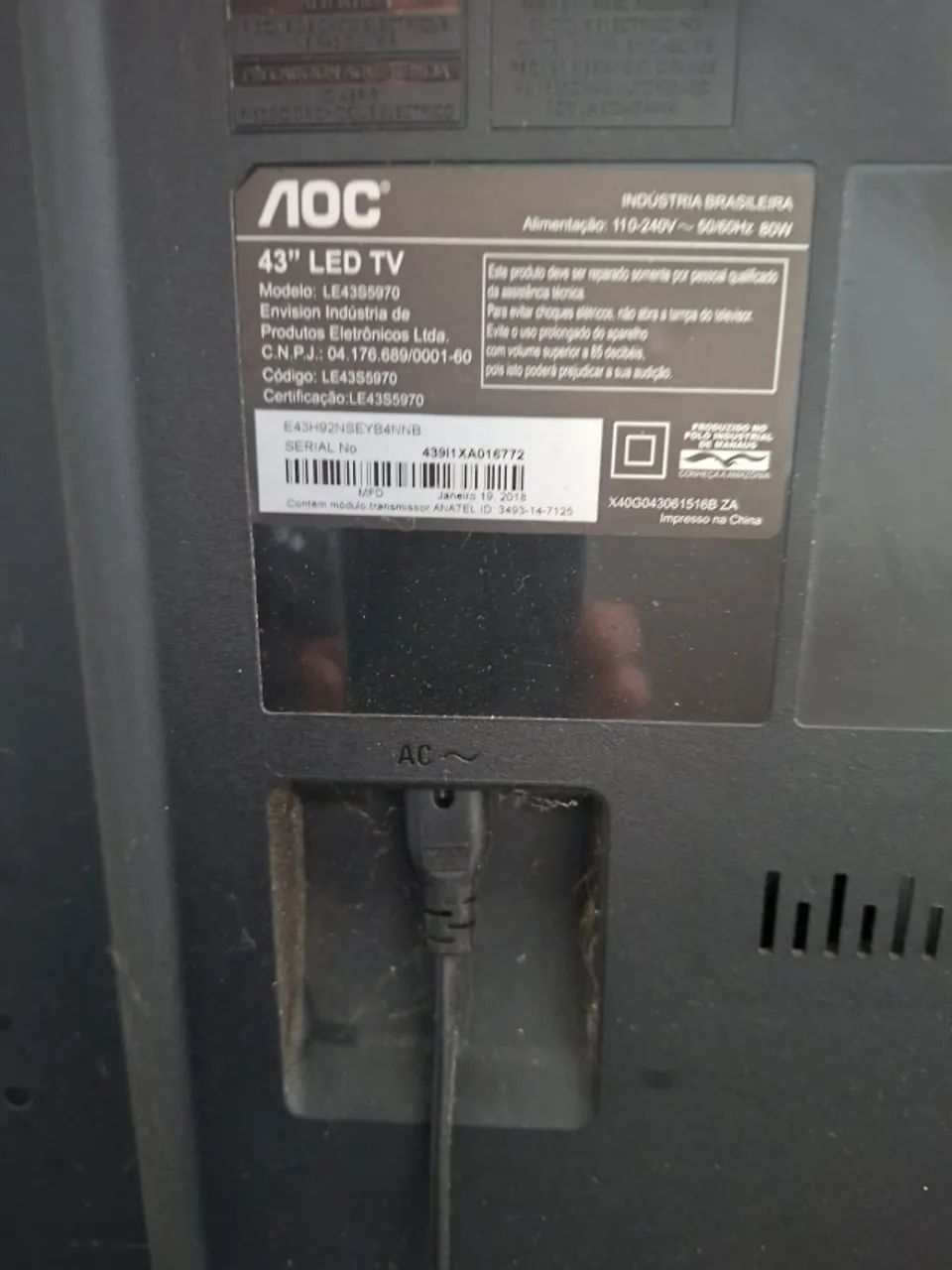 TV AOC 43 POLEGADAS (COM DEFEITO)