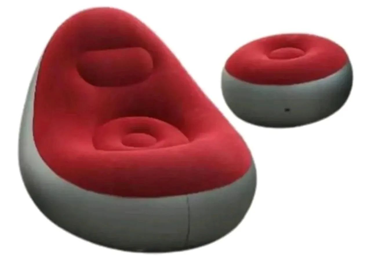 Conjunto. Poltrona e Puff inflável ultra lounge portátil 