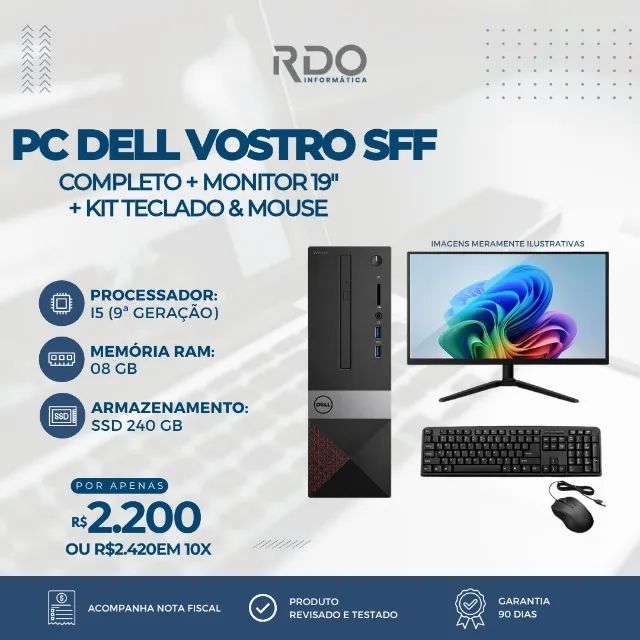 Computador Dell I5 9ª Geração 08 GB RAM + Kit Teclado e Mouse
