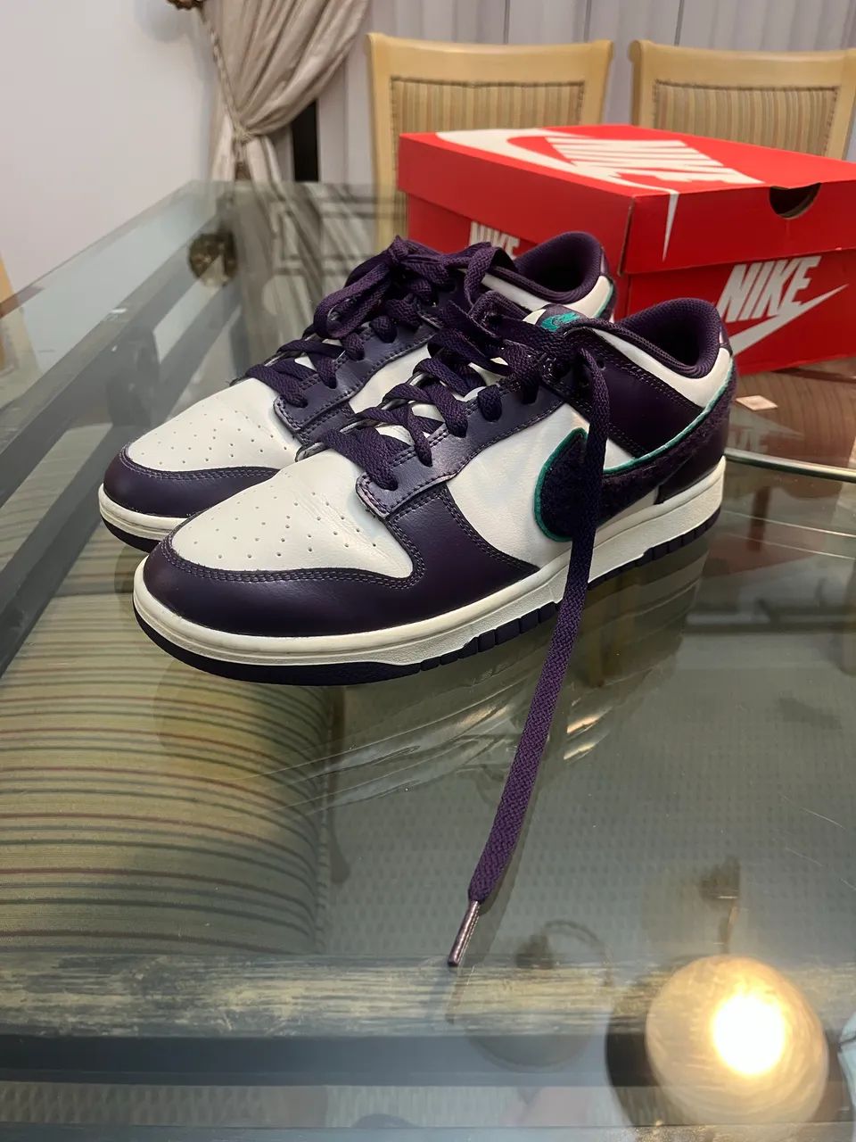 Nike Dunk Low Chenille Swoosh Grand Purple - Foto 4