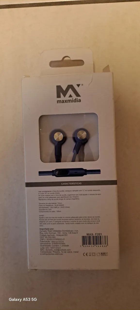 Fone de ouvido maxmidia
