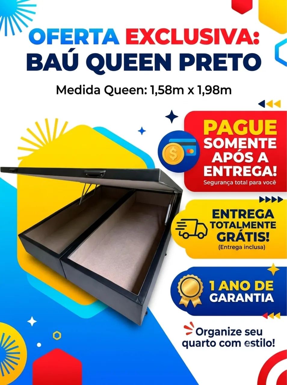 Baú Queen - Pague somente na Entrega