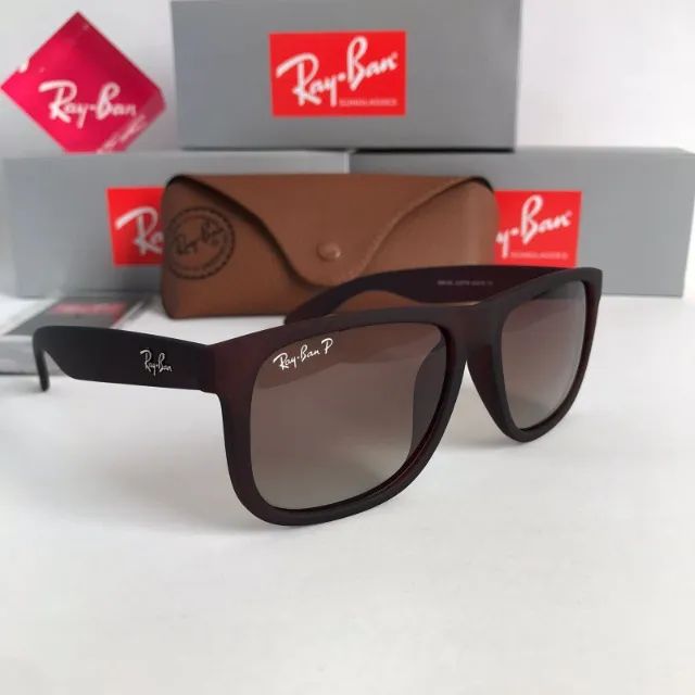 óculos de sol ray ban justin marrom lentes polarizadas
