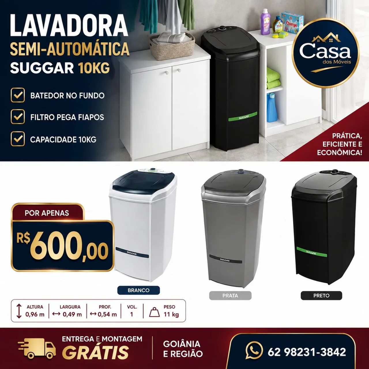 Tanquinho Suggar 10kg - Entrega grátis 