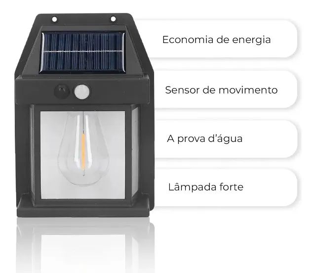 Luminária Solar Com Sensor de Presença Automático Luz Led - Foto 5