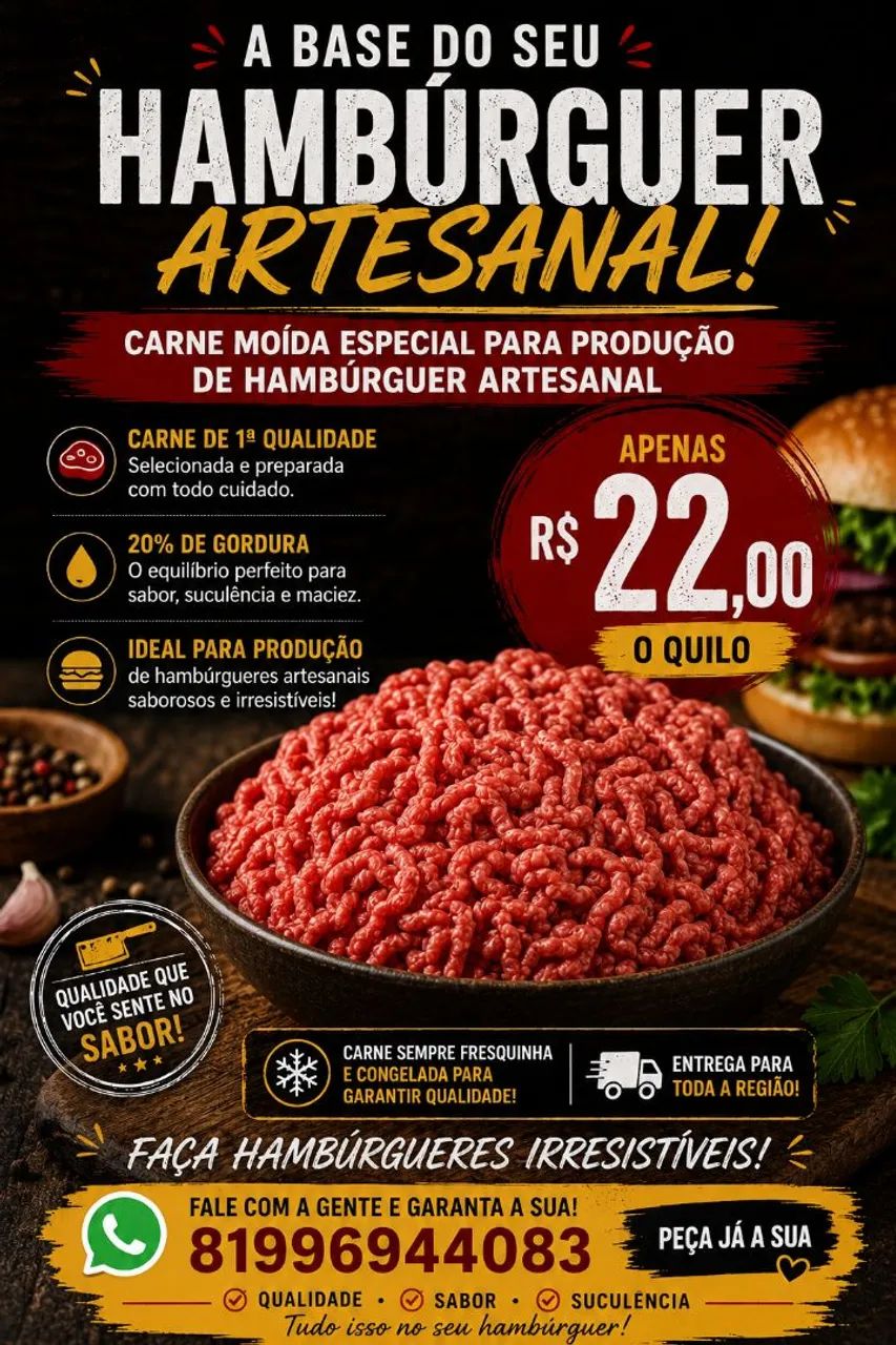 Carne moída para hamburgue 
